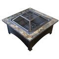 Hiland Wood Burning Fire Pit with Square Slate Table FT-51133D